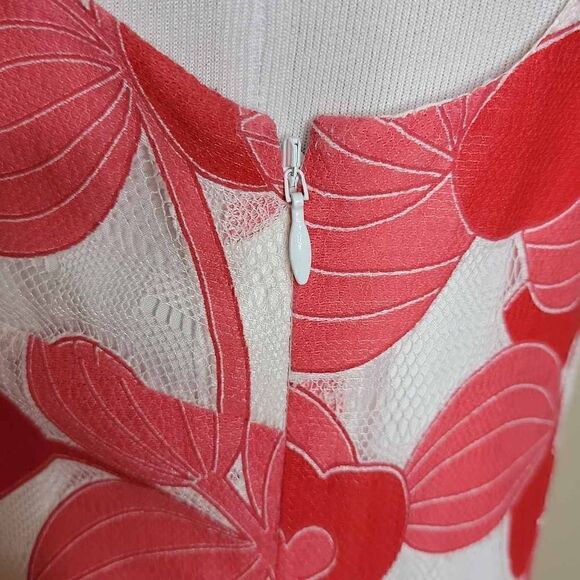 Talbots Floral Lace Sleeveless Sheath Dress Red White Size 4 - Picture 6 of 14